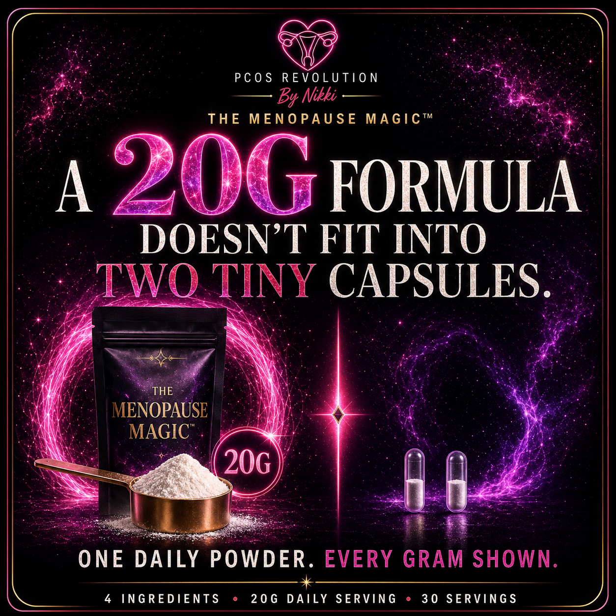 The Menopause Magic | Creatine, Myo-Inositol, L-Citrulline & Taurine Daily Powder | 30 Servings